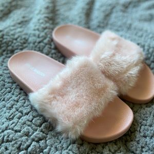 BRAND NEW Steve Madden Fur Slides